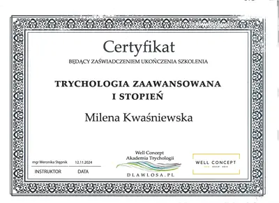 Trycholog Bydgoszcz – Milena Kwaśniewska, Specjalizuję się w diagnostyce i leczeniu problemów skóry głowy oraz włosów, oferując w gabinecie „Trycholog Bydgoszcz Milena” przy ul. Nowej 15 profesjonalne konsultacje oraz indywidualnie dobrane terapie, aby Twoje włosy były zdrowe i piękne. https://milena-trycholog.pl Najlepszy Trycholog w Bydgoszczy