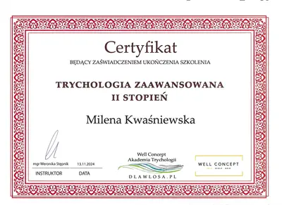 Trycholog Bydgoszcz – Milena Kwaśniewska, Specjalizuję się w diagnostyce i leczeniu problemów skóry głowy oraz włosów, oferując w gabinecie „Trycholog Bydgoszcz Milena” przy ul. Nowej 15 profesjonalne konsultacje oraz indywidualnie dobrane terapie, aby Twoje włosy były zdrowe i piękne. https://milena-trycholog.pl Najlepszy Trycholog w Bydgoszczy